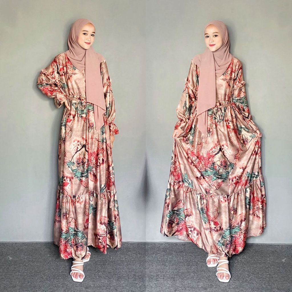 Gamis Terbaru 2023 Lebaran Wanita // Gamis Wanita Remaja Dewasa Matt Silk Premium Import Mix Outer Babydoll // Gamis Polos Mix Outer Bunga ELEGAN MEWAH SOFT PRINT HIGH QUALITY / GAMIS KONDANGAN PESTA KEKINIAN / Gamis Murah real pick Dress Busana Muslimah