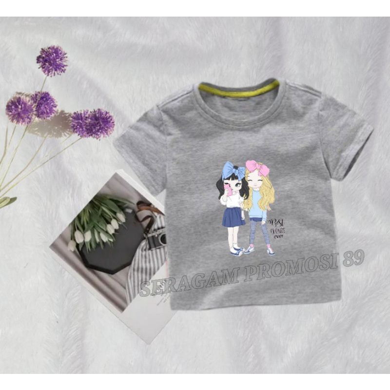 Kaos Anak Perempuan Motif BEST FRIEND Umur 2tahun-10tahun / Kaos pendek anak Perempuan / Kaos Santai Anak-anak Perempuan