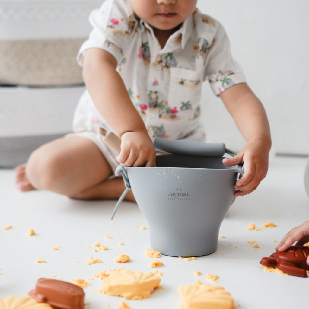 JAGEUN Premium Silicone Beach Bucket Sand Toy Set | Mainan Ember Cetakan Pasir Pantai Anak Bayi