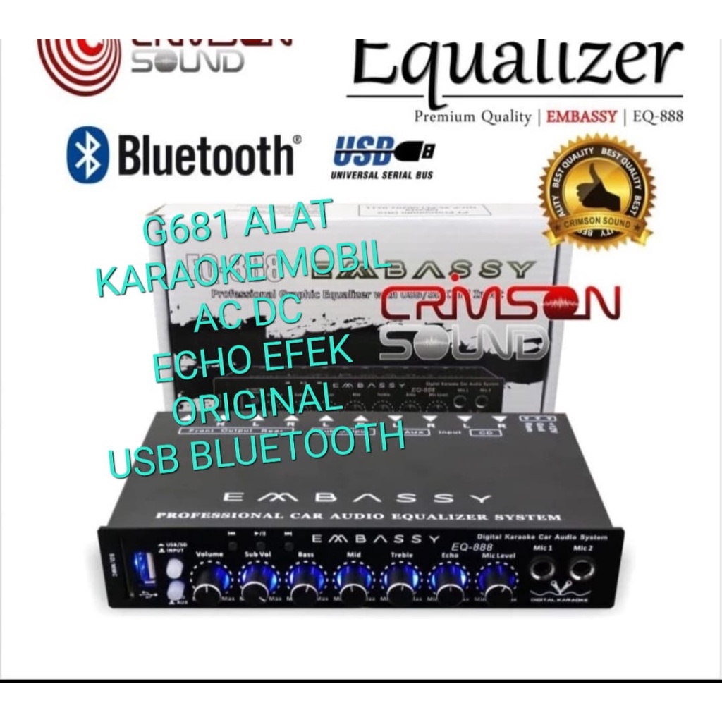 G681 ORIGINAL ALAT KARAOKE MOBILCAR AC DC ECHO EFEK EMBASSY USB BLUETOOTH EQ EQUALIZER PREAMP PARAME