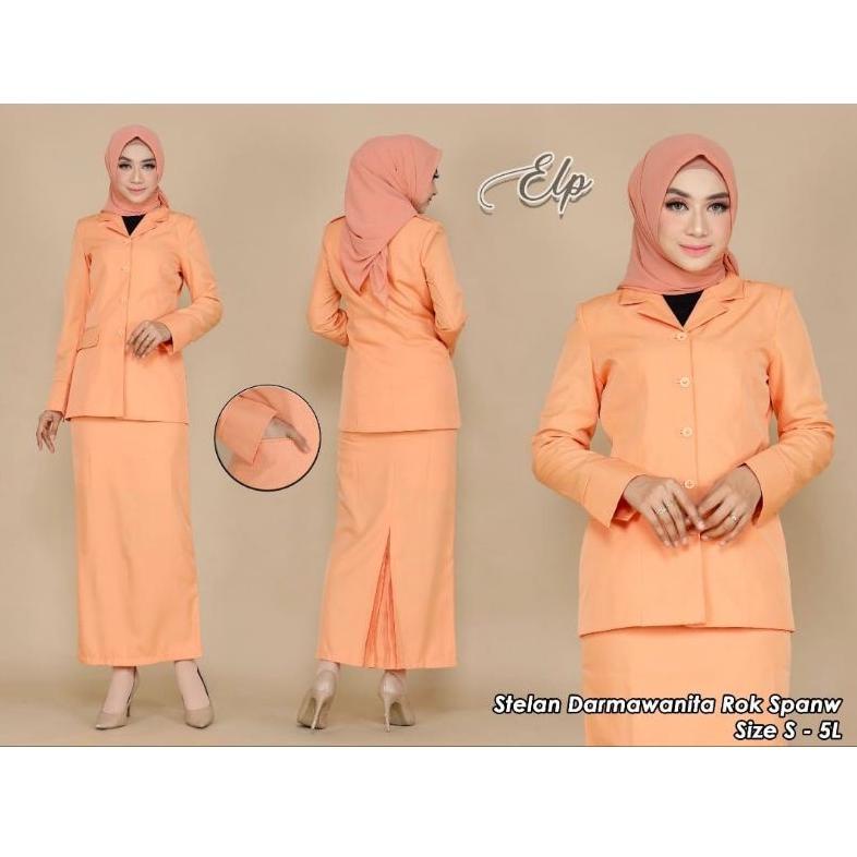 [ART. 2115] SETELAN ROK DARMAWANITA WARNA SALEM  FREE HIJAB