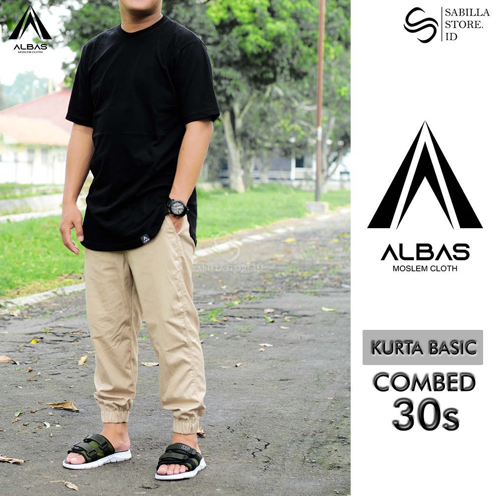 ALBAS Kurta Kaos Basic Combed 30s HITAM / Kurta Lengan Pendek / Kurta Kaos Premium