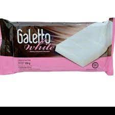 

COKLAT COMPOUND GALETTO WHITE 250GR /coklat batang/coklat putih