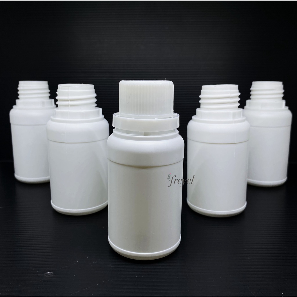 Botol Agro Labor 100 ml HDPE Plastik Putih Solid / Botol Pupuk Parfum Kimia 100ml/ Botol Labor 100ml