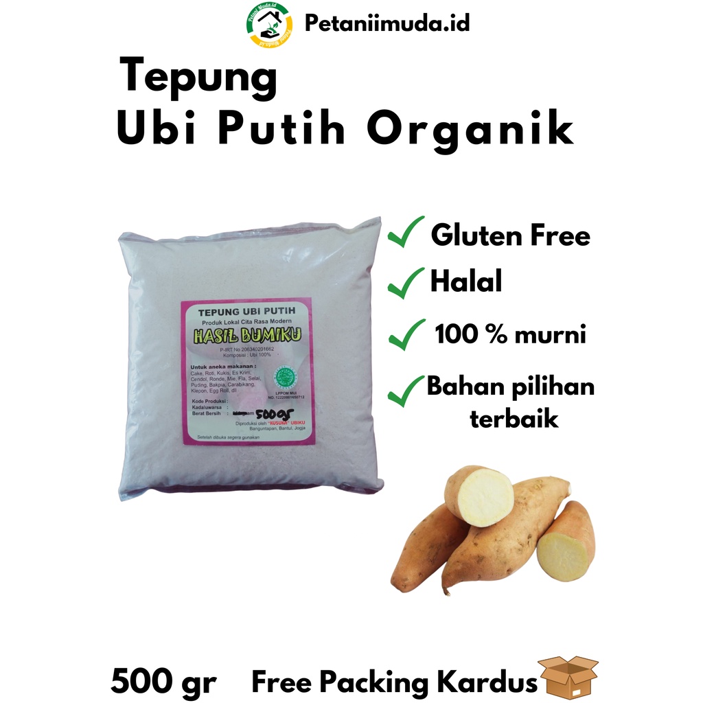 

Tepung Ubi Putih Organik kemasan 500 GRAM/Tepung MPASI Ubi Putih organik/Tepung gluten free organik