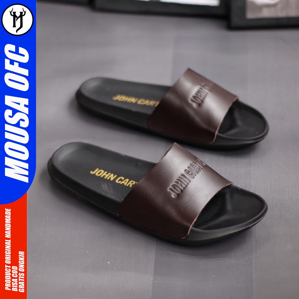 Sandal Slide Pria Kulit Asli Sendal Selop Distro Casual Pria Original Mousa Abenti