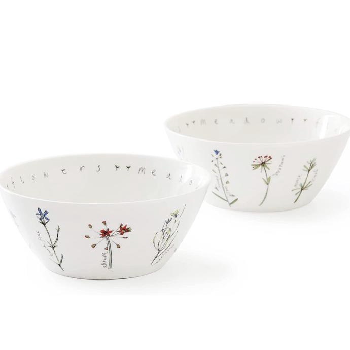Saint James RACHEL BARKER Meadow Flower Noodle Salad Bowls Set 2pcs