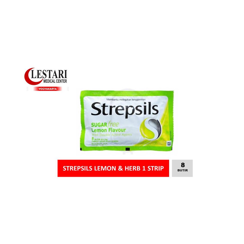 

permen strepsils rasa lemon dan herb 1 strip / 8 butir pelega tenggorokan