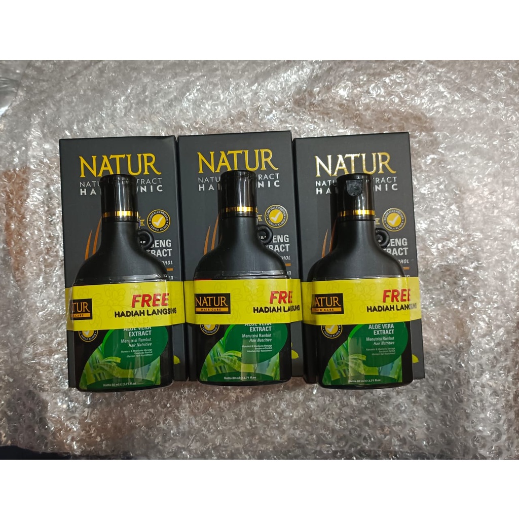 NATUR  BANDED Hair Tonic Ginseng 90ml FREE NATUR Shampoo Aloe Vera 80ml