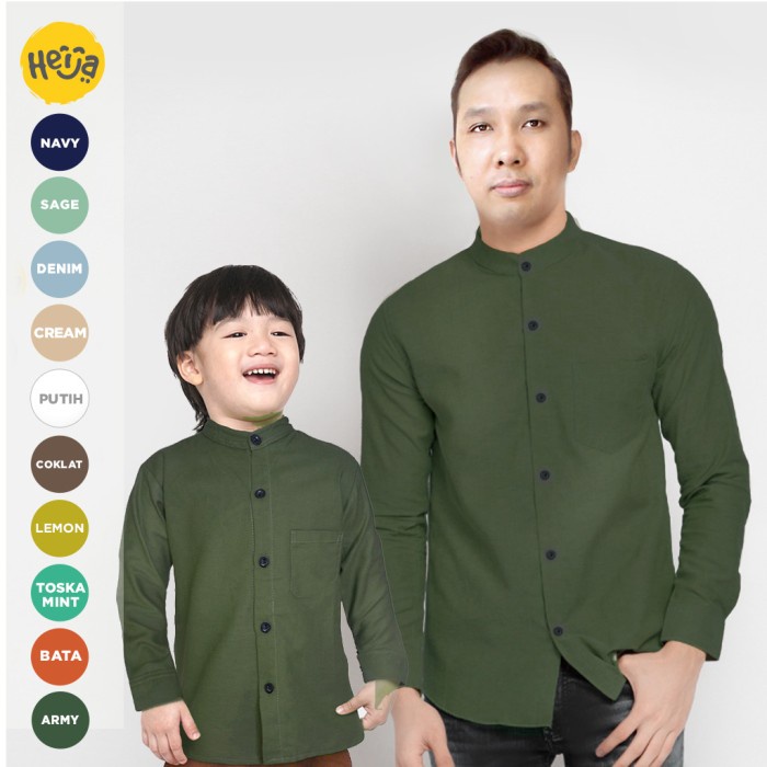 KEMEJA KOKO ANAK LENGAN PANJANG KANCING Couple Ayah- HIJAU ARMY |NOVUS - M 3-4 th(R2X2) koko anak co