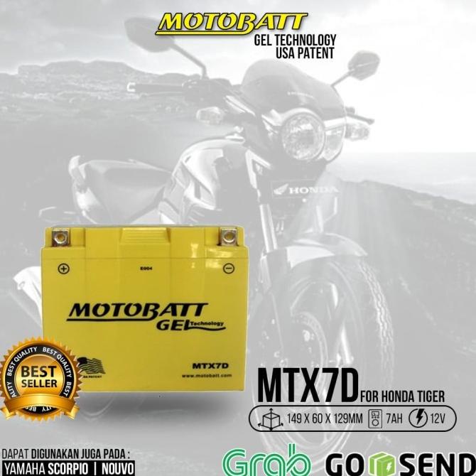 Aki Motor Motobatt Mtx7D 12V 7A Untuk Honda Tiger Scorpio Bukan Yuasa Debezzz