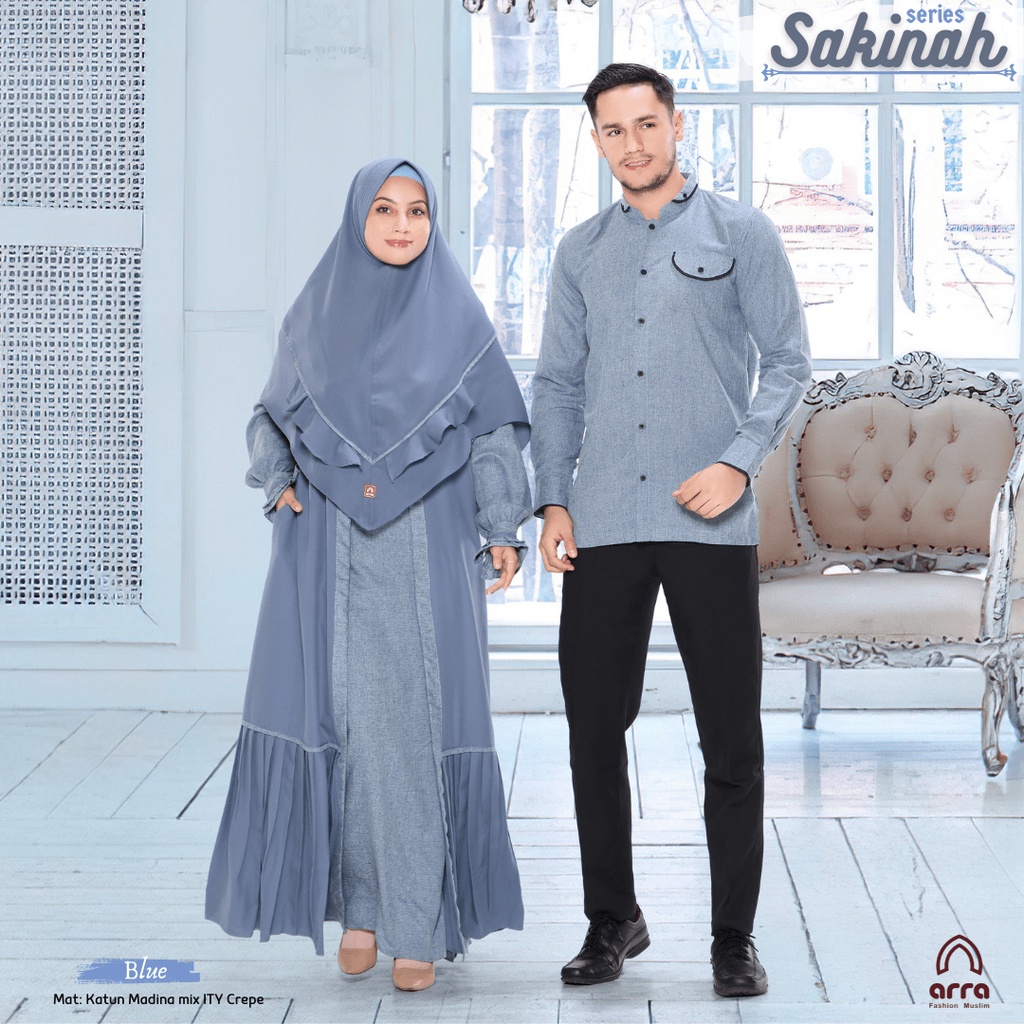 Baju Couple Keluarga Lebaran 2023 Arra Sakinah Blue Sarimbit Keluarga 2023 Lebaran