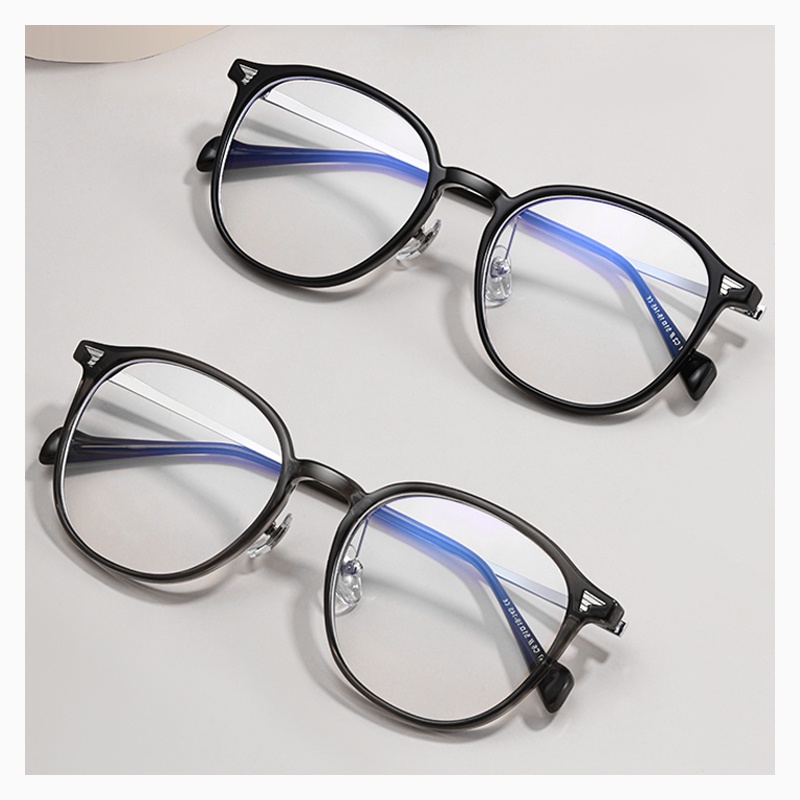 【Antop 】Oval Frame Kacamata Anti Blueray Berubah Warna Putih Flat Blueray Lensa Kacamata Optik