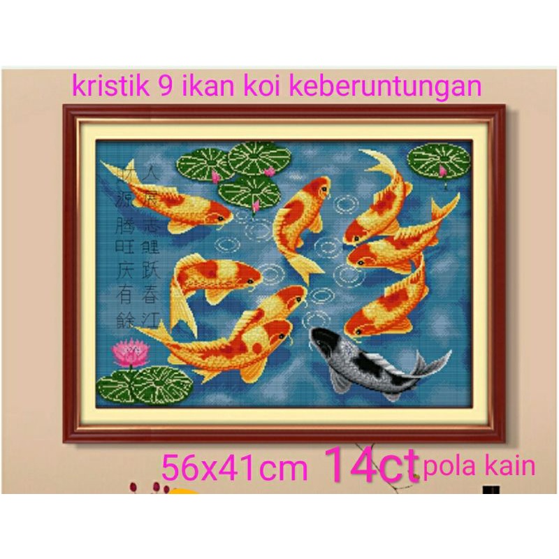 paket dan pola kristik ikan koi 9 keberuntunga blessing fish