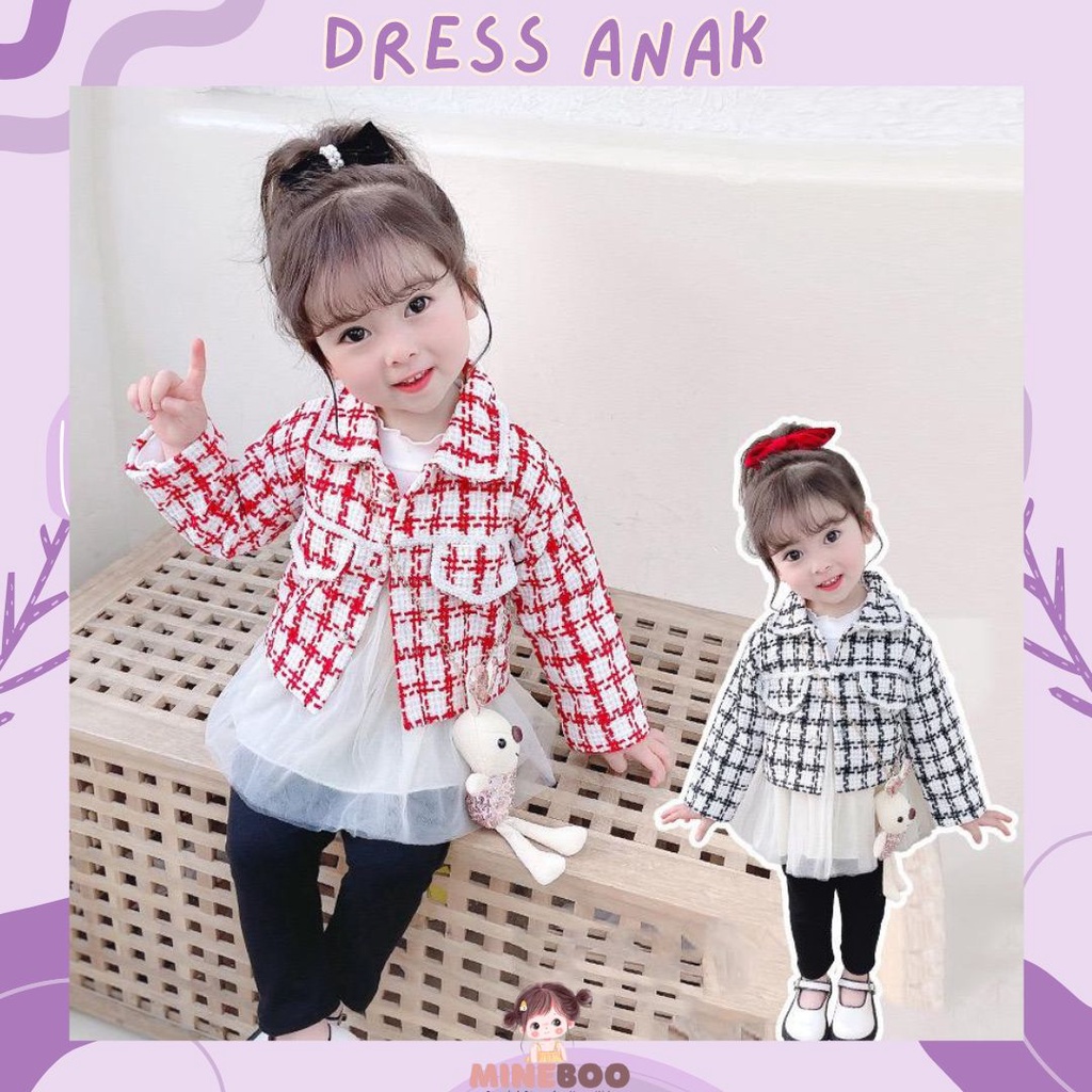 mineboo - DRESS CESY BUNNY VEST EBV Free Dolls Baju Blouse Free Gift Dress Anak Perempuan Import Dress anak/Bayi Perempuan Gaun