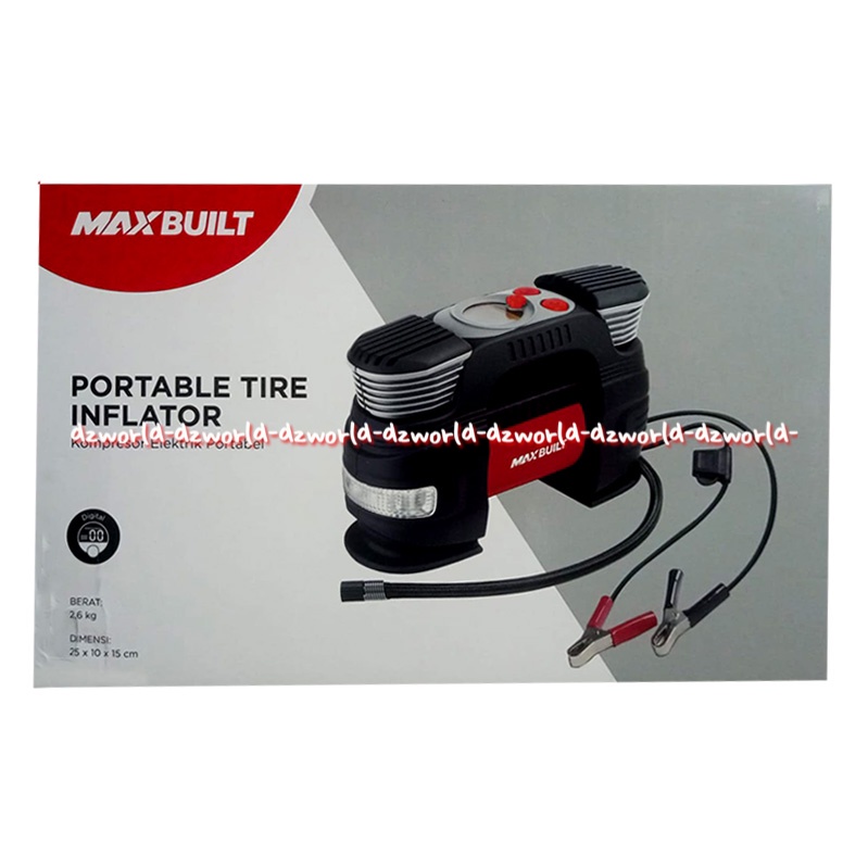 Maxbuilt Portable Tire Inflator Kompressor Electric Pompa Ban Mobil Digital Portable DC12v Dengan Lampu Senter Max Built Tire Pump