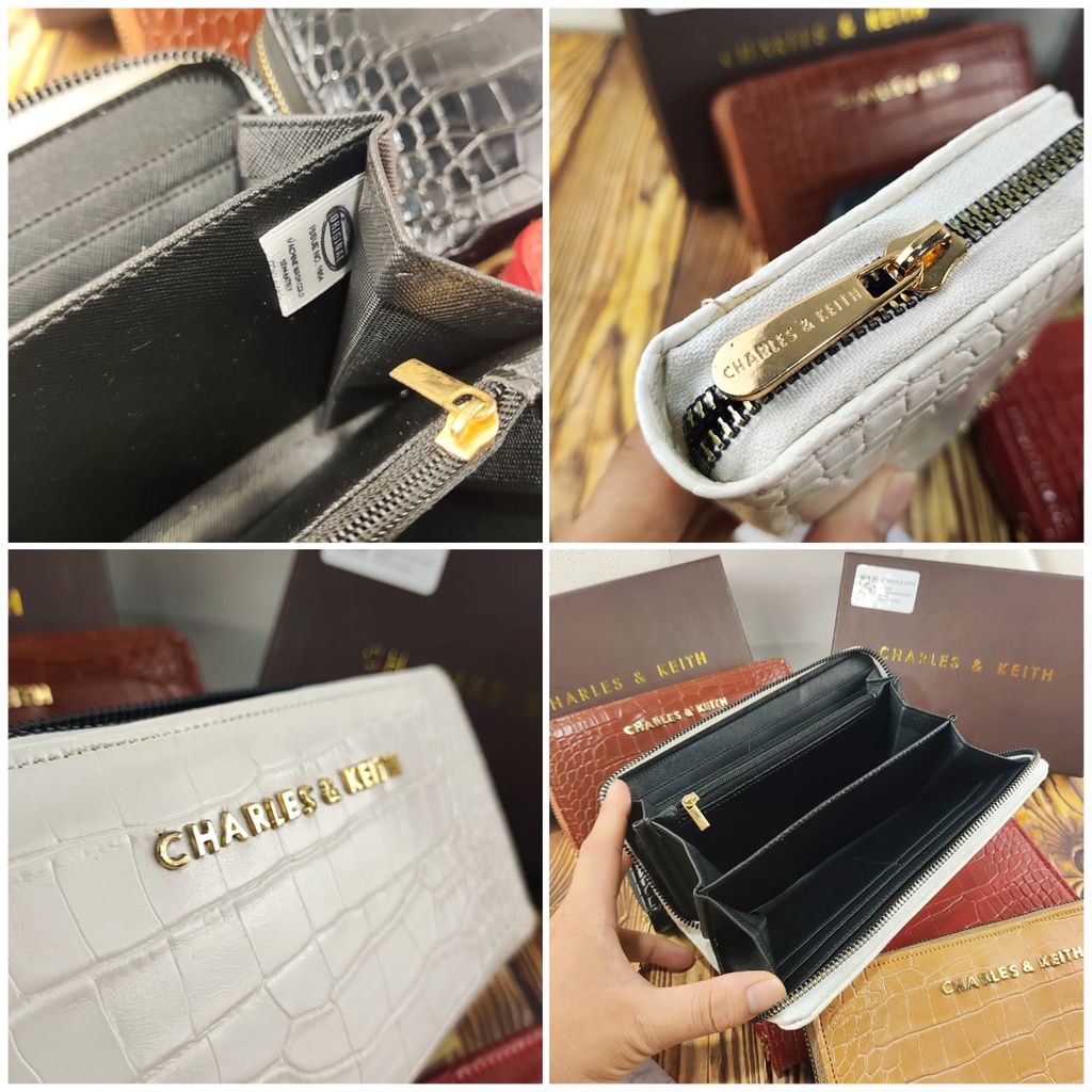 DOMPET CnK FREEBOX DAN PAPERBAG - TERBARUU!!! CK DOMPET WANITA MINI LONG WALLET - Dompet CROCO CK - Dompet Wanita Gemma Quilted Card Holder - VIBELLESHOPBAGS 2055