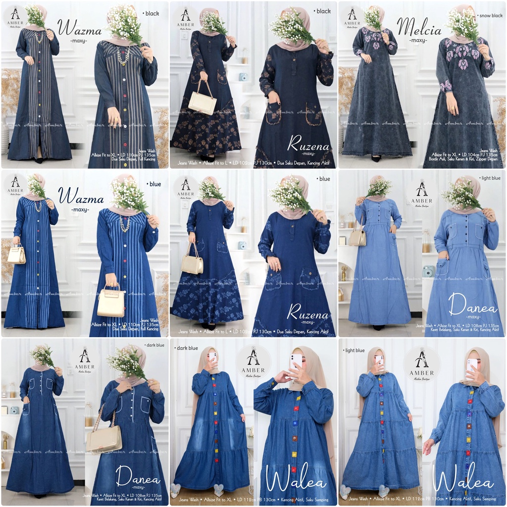 DRESS JEANS / 18.7 / AUDREE MELCIA YAMILA BIMALA RUZENA DANEA WALEA / DRESS  ALLSIZE FIT TO XL / AMBER