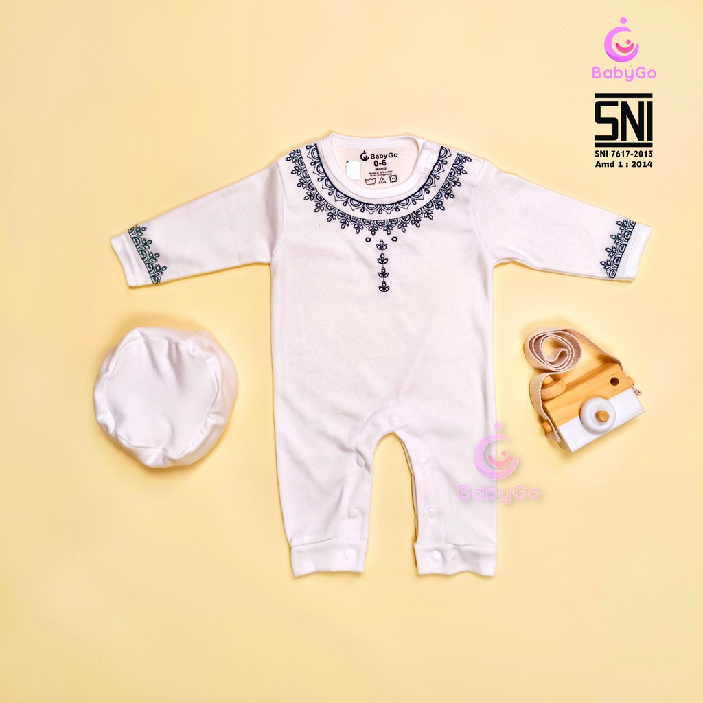 Jumper Panjang Koko Bordir Aqiqah / Baju koko Bayi / Sleepsuit koko bayi bordir