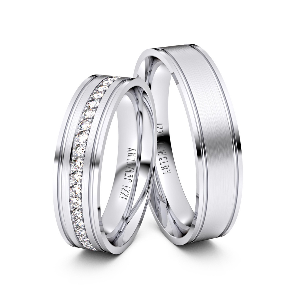 Izzi Jewelry - Cincin Tunangan Emas Dan Palladium Nikah Couple Original Bergaransi Bersertifikat A15
