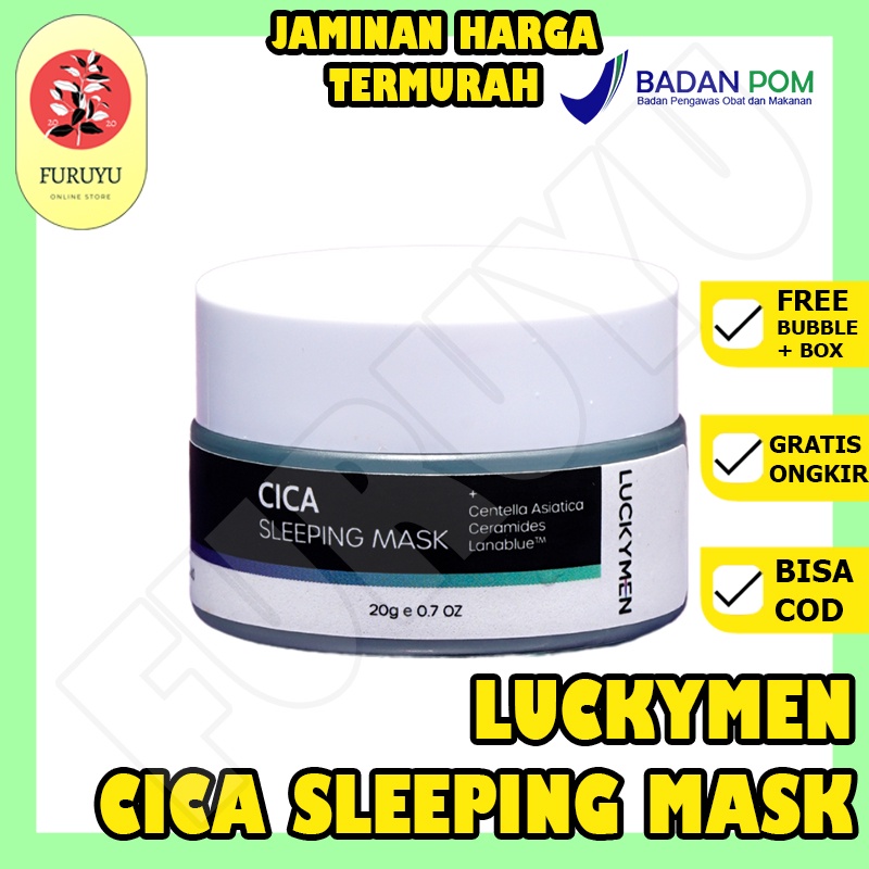 Luckymen Cica Sleeping Mask Masker Penghilang Bekas Jerawat Memperbaiki Skin Barrier Melembabkan Kulit Kering Menghilangkan Mengurangi kemerahan Pencerah Kulit Wajah Original BPOM