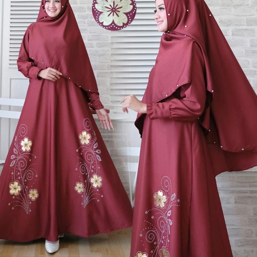 (9BFL0-D Gamis 2021 Lebaran Wanita Murah Syari Fashion Muslim Syar'i Modern N2T0 Pakaian Janela 2in1