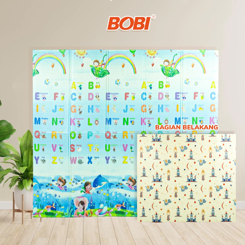 Tikar Lipat Anak Merk Bobi - Waterproof Baby Playmat Foam - Motif Random TANPA TAS - TIPIS