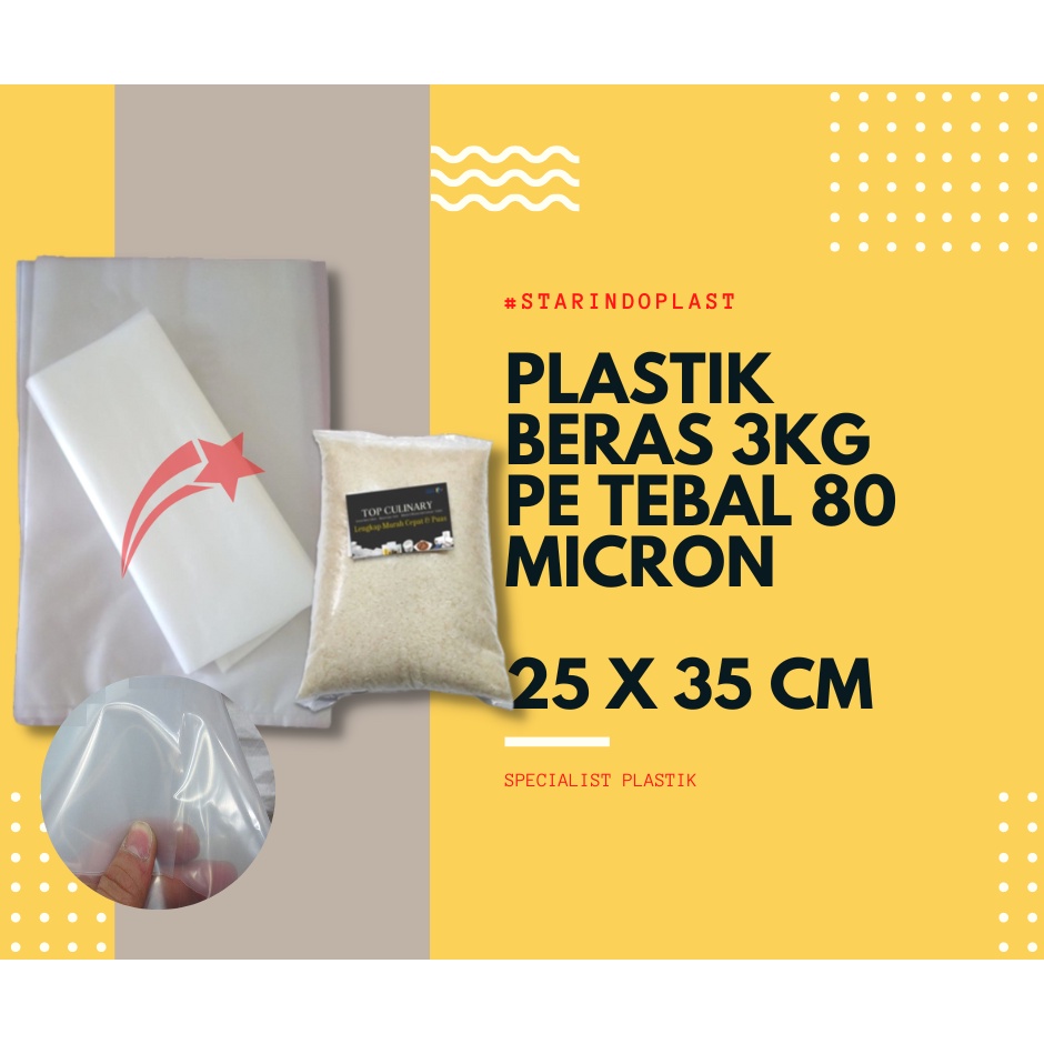 Plastik Beras 3Kg Bahan PE Ukuran 25X38CM Tebal 08 Custome Logo Brand