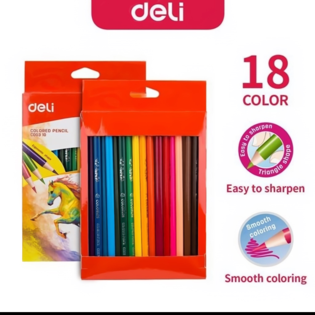 

Pensil Warna DELI - EC00310 / Pensil Warna Anak 18 pcs