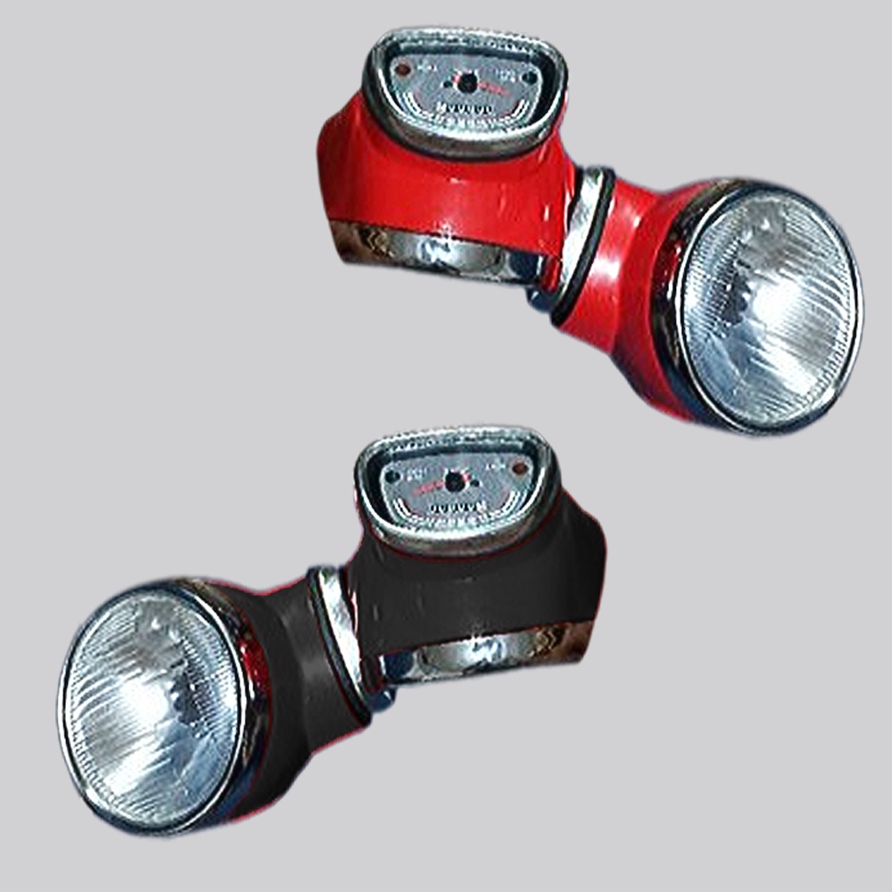 Cover Lampu Kepala Depan CD Batok Headlamp Depan CD Warna Merah &amp; Hitam Set Speedo Dan Reflektor Depan Biasa