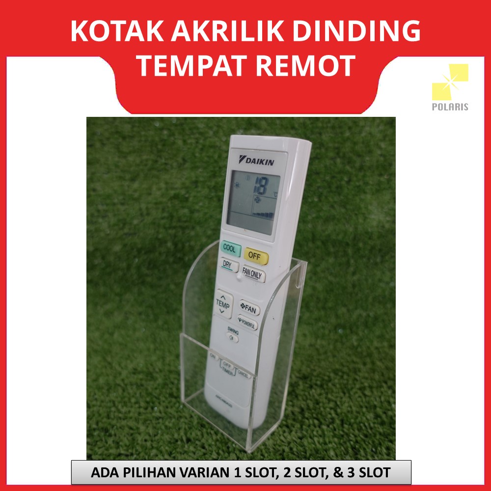 AKRILIK TEMPAT PENYIMPANAN REMOT AC/TV GANTUNG - KOTAK ACRYLIC DISPLAY WADAH REMOT 3 SLOT - RAK DINDING AKRILIK REMOTE CONTROL HOLDER