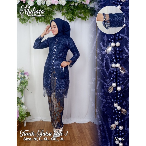 Permata Olshop / Kebaya Tunik Salsa MK / Kebaya Tunik Tulle Busui Payet / Kebaya Wisuda / Kebaya Modern / Kebaya Seragam / Kebaya Pesta / Kebaya Jumbo