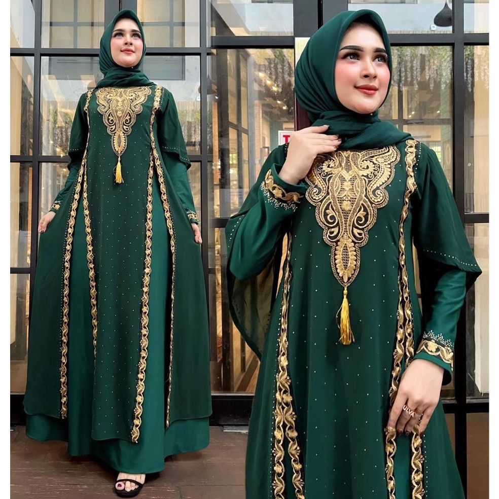 Abaya Hitam Turkey Terbaru 2023 Lebaran Wanita Mewah Syar'i Elegan bordir Abaya Arab