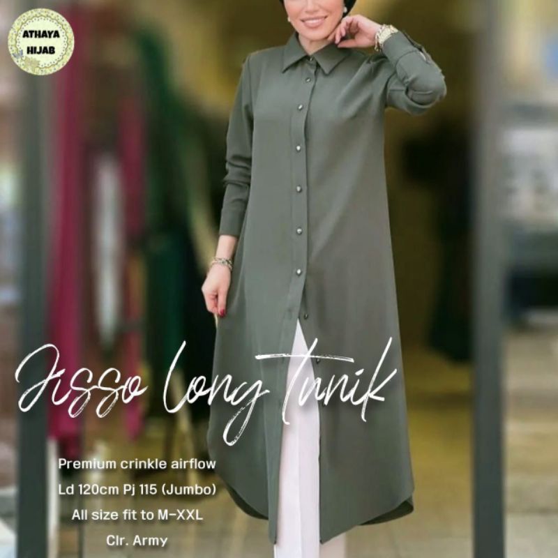 Tunik wanita oversize Jisso long tunik jumbo premium ld 120 crincle ori athaya