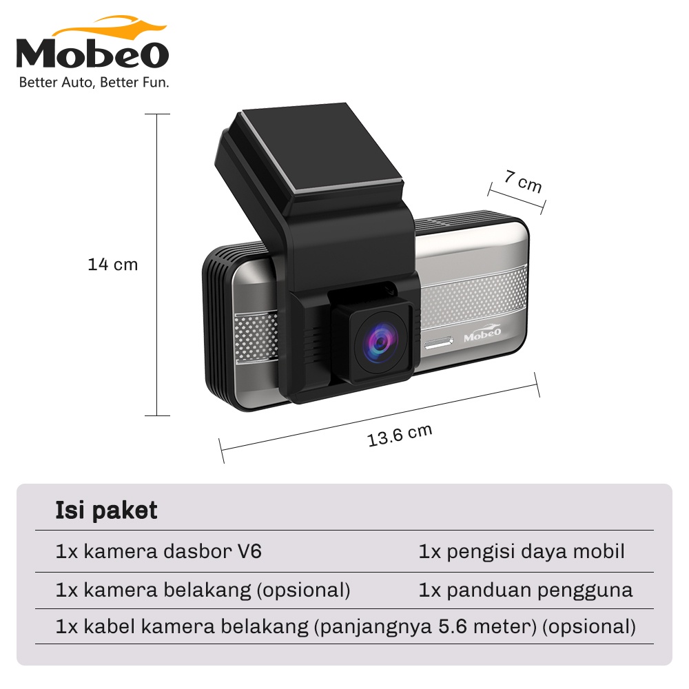 (EXTRA VOUCHER 200K)  Mobeo Car Dash Cam MSDC03 (Front and Rear Camera)