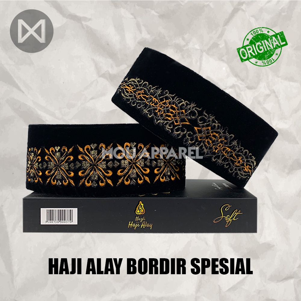 Songkok Premium HAJI ALAY BORDIR SPESIAL AC Tinggi 9 Peci Sholat Pria Dewasa Hitam Full Motif Batik NU Kopiah Shalat Anak Santri Laki Kopyah Solat Pesantren Nasional Beludru Ukuran Jumbo Kopeah Bulat Batok Bludru Putih Pendek Karakter Nama Ori Original 8