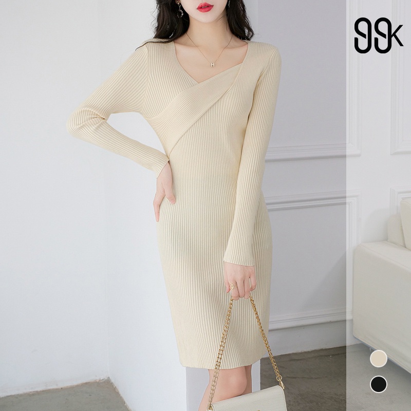 [Premium] Bodycon Knitted  Long Sleeve Mini Dress  2306