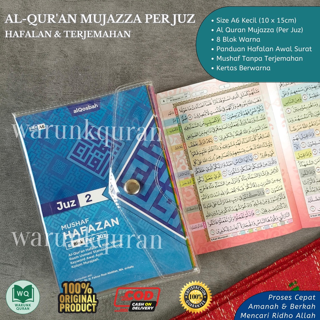 Quran Mujazza Per Juz Hafazan 8 Blok A6 Kecil