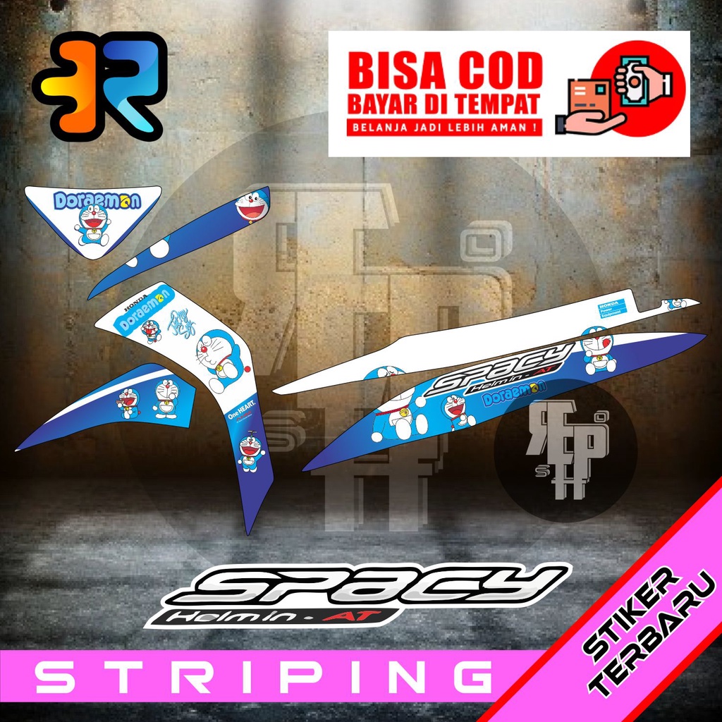 Striping Spacy Variasi Desain Doraemon Stiker