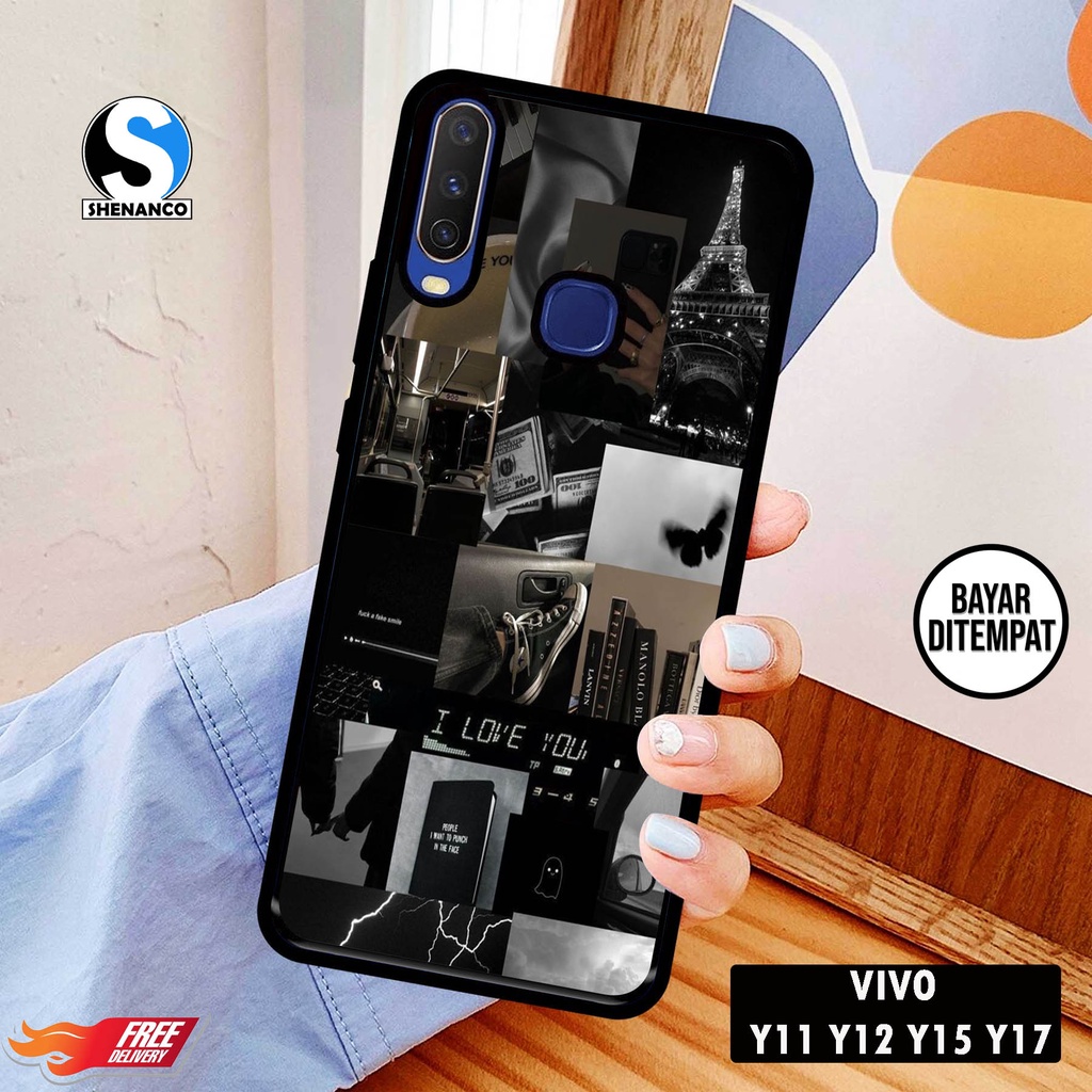 [COD]Promo Case Vivo Y12 Y15 Y17 Y12i Gambar Wallpaper Aesthetic Black 001 Casing Hp Bisa Type Lain 