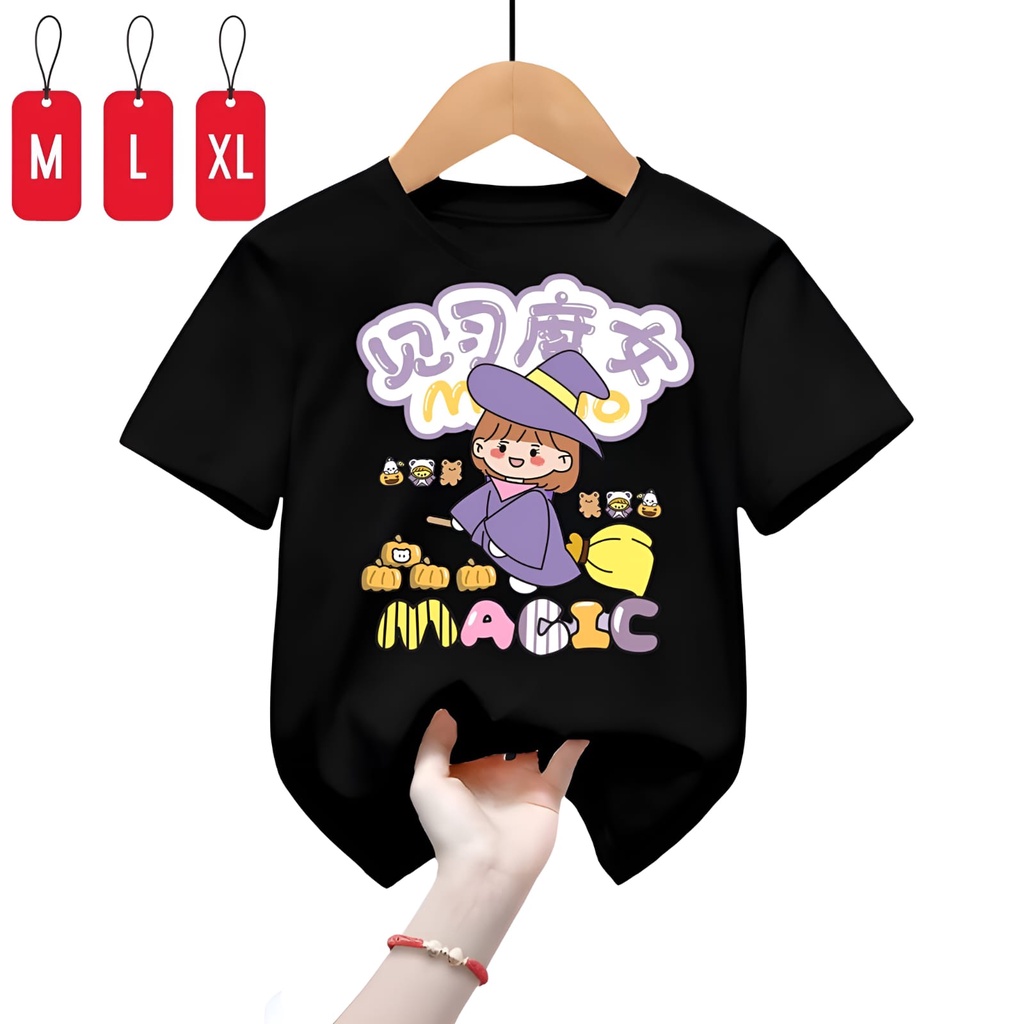 Hzl_outfit Kaos Anak Perempuan Momo Magic Viral Trend/Kaos Anak Momo Magic/KAOS ANAK PEREMPUAN VIRAL