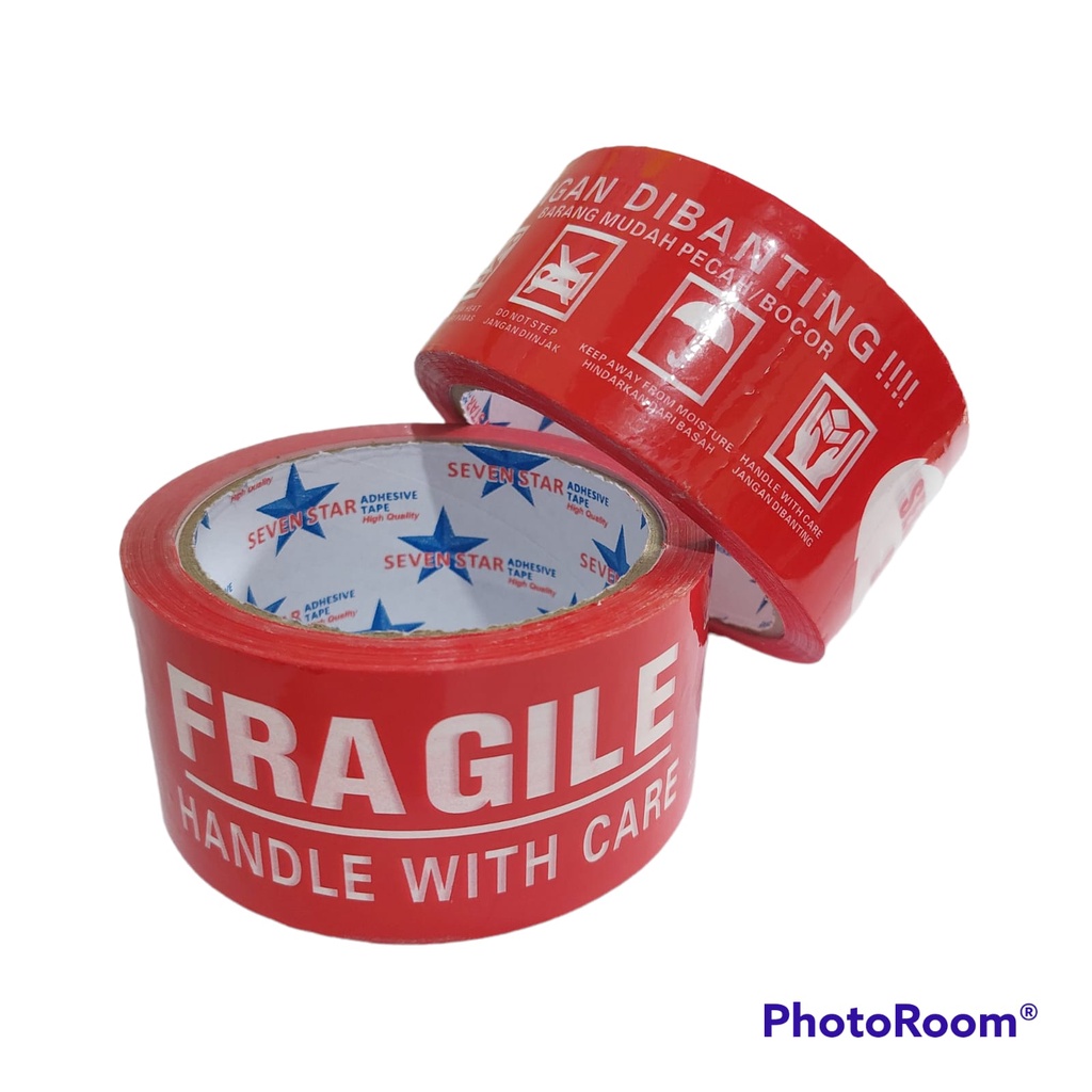 

Lakban Fragile Merah Seven Star Panjang Real 50 Meter Lebar 4.8 Cm dan Lakban Fragile Putih