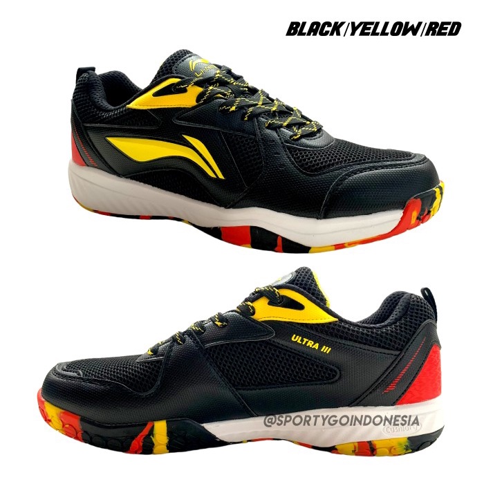 {MentariStore} Sepatu Badminton LiNing ULTRA III / Li-Ning Ultra 3 Original - BLACK/YELLOW 39 Murah