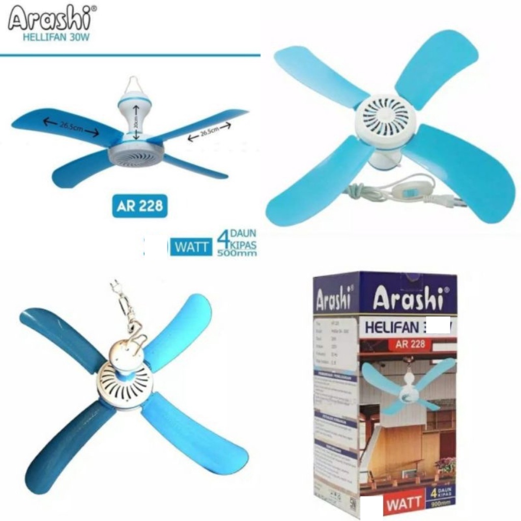 KIPAS ANGIN GANTUNG ARASHI 25 WATT HELIFAN TIPE-30 KIPAS ANGIN PLAFON 25watt