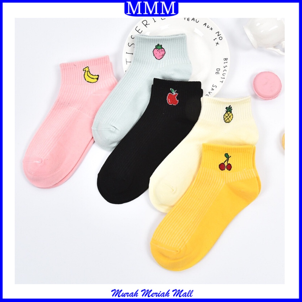 MMM Kaos Kaki Motif Buah Cute Kaoskaki Pendek Socks Fruit Fashion Wanita Korea Import