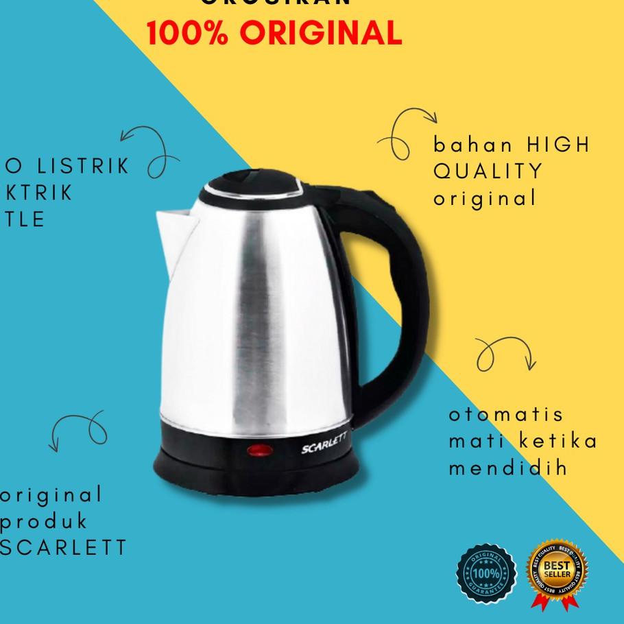 ✫ Teko Listrik Scarlett Alat Rebus Pemanas Air Minum Super Kettle Mini Termurah stainless ceret L4K4