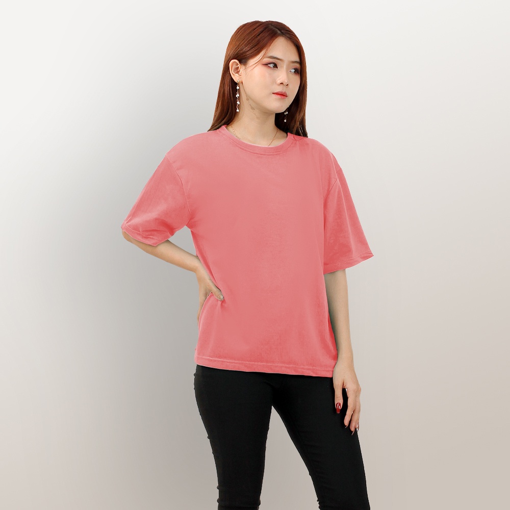 Kaos Tshirt Lengan pendek oversized Wanita Gaya korea leher bulat polos - XSHOP Desting