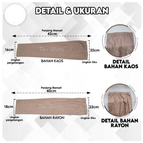 Manset Selengan, Handshok,Deker Tangan Bahan RAYON dan KAOS, Wanita dan Pria, hanshock tangan muslim