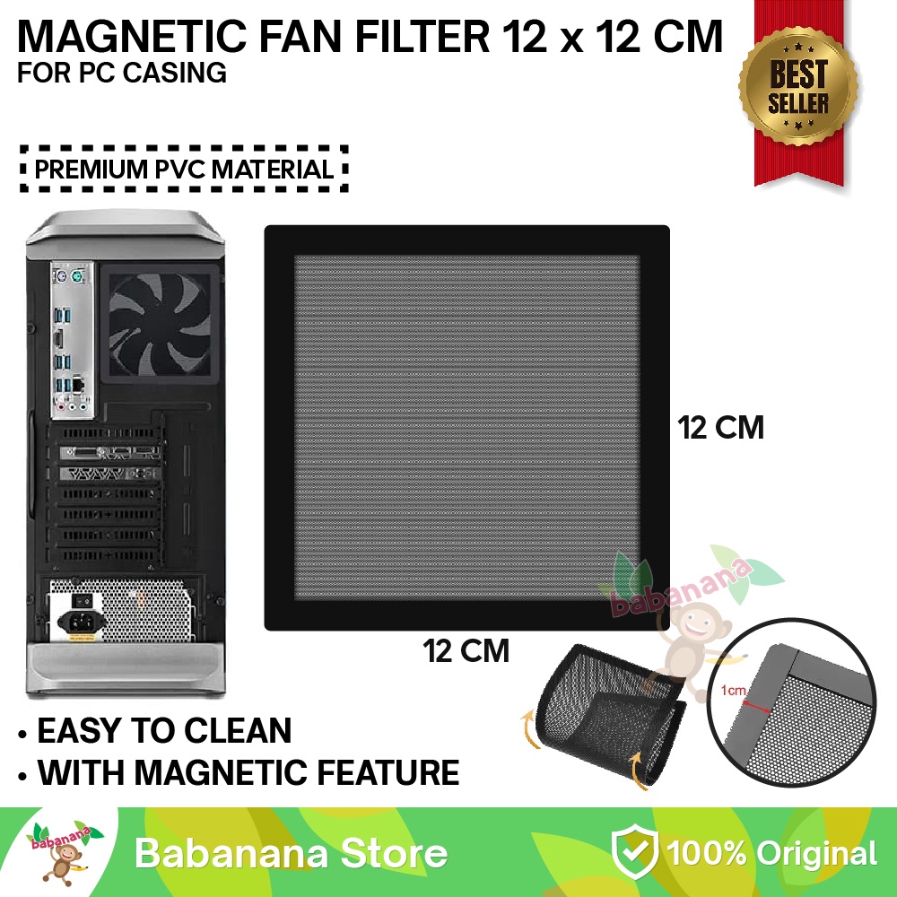 Filter fan magnet 12x12cm fan pc casing kipas komputer case cooler