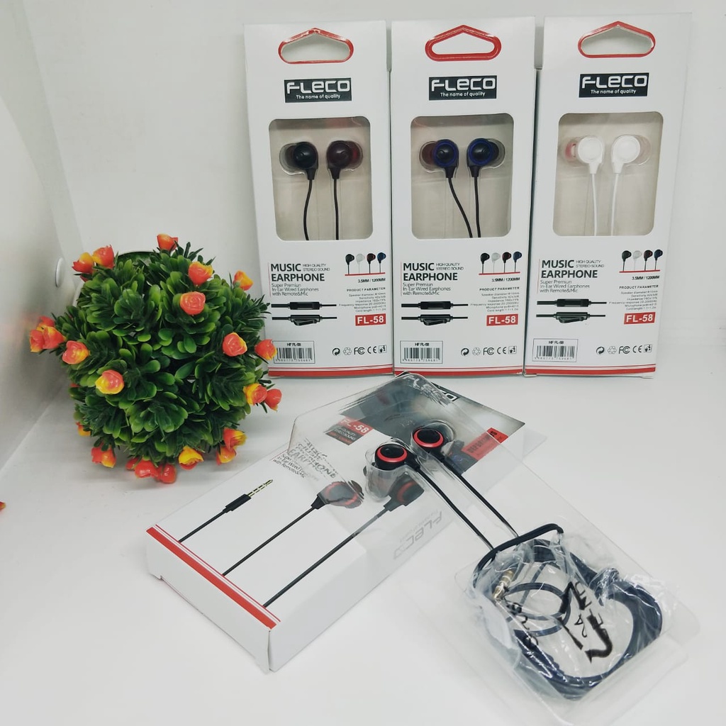 HANDSFREE / HEADSET FLECO FL 58 EARPHONE FL58 PREMIUM QUALITY BASS BY.MINIGO